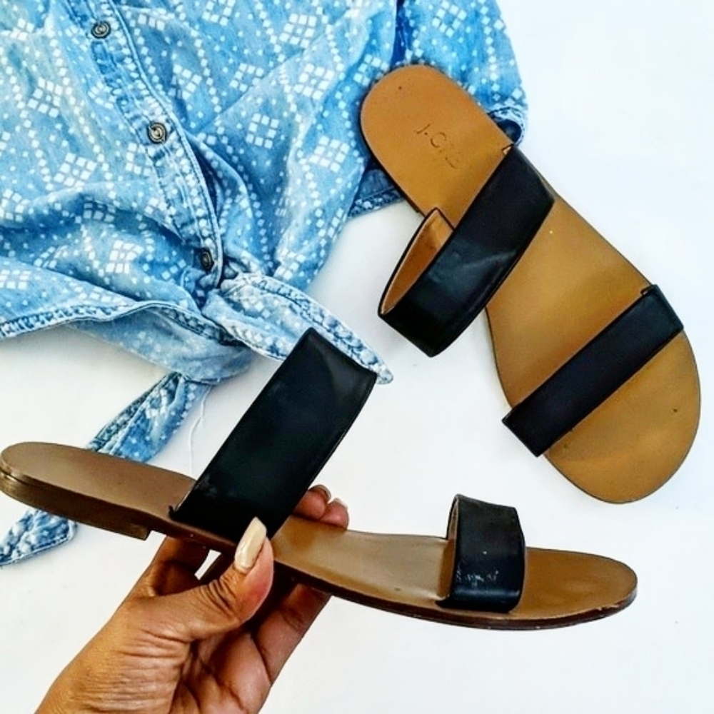 J. Crew double strap black sandals size 8